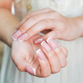 Vibeficant Glaze Pink Press on Nails Medium Square French Tip Design